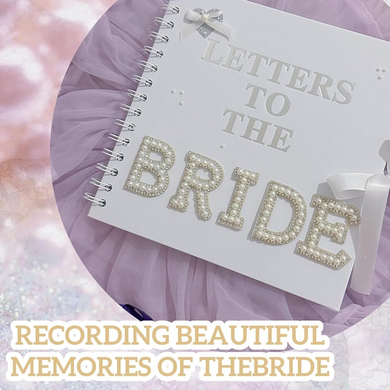 NUOLUTH Modern Letters To The Bride Scrapbook:8 x 8 Inch Wedding Memory Book Bridal DIY Blank Paper Scrapbook Photo Album Guest Book Sign with Pearl Stickers, Bows,Metallic Letters Silver - Image 4
